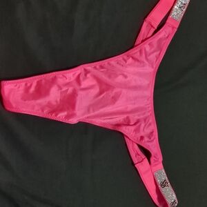 Victoria's Secret Hot Pink Thong with Rhinestone Details